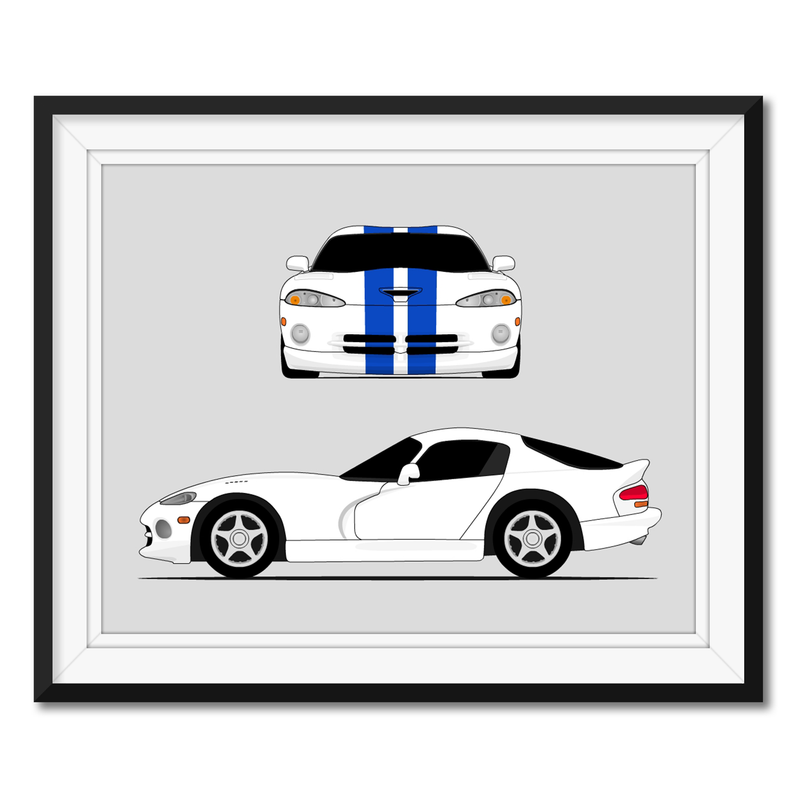 Dodge Viper SR II (1996-2002) (Front and Side) 2nd Generation Poster