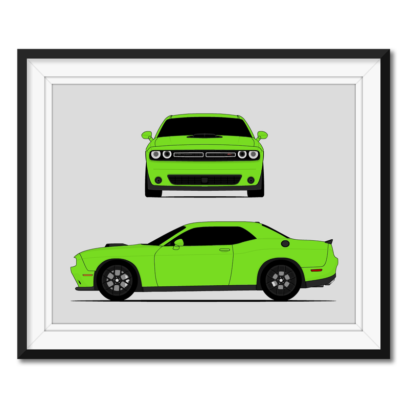 Dodge Challenger R/T Shaker Hood Scoop (2015-2017) Gen 3 (Front and Side) Poster