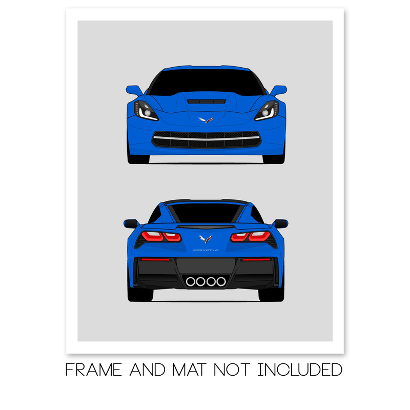 Chevy Corvette Z51 Stingray (2014-2019) (Front and Rear) Poster