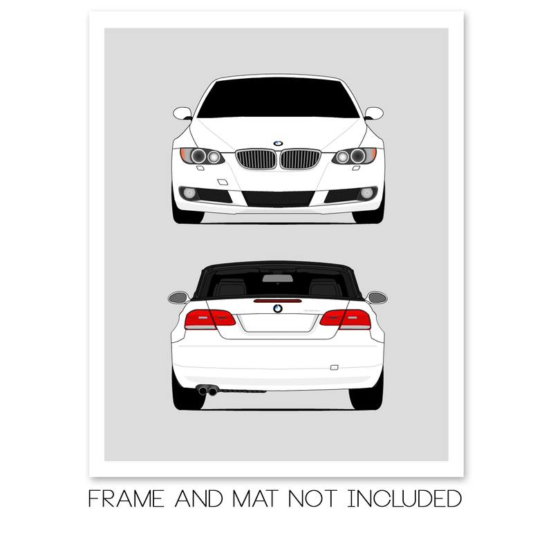BMW E92 E93 328i Convertible (2007-2010) (Front and Rear) Poster