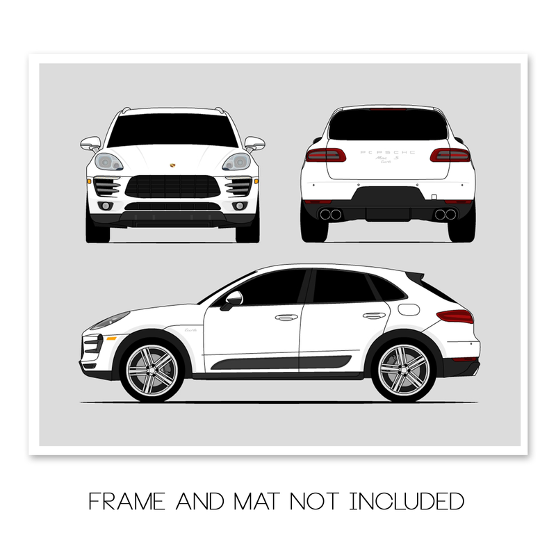 Porsche Macan Turbo S 95B (2014-2018) (Front Side Rear) Poster