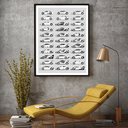 Mclaren Generations History and Evolution Poster (Side Profile)