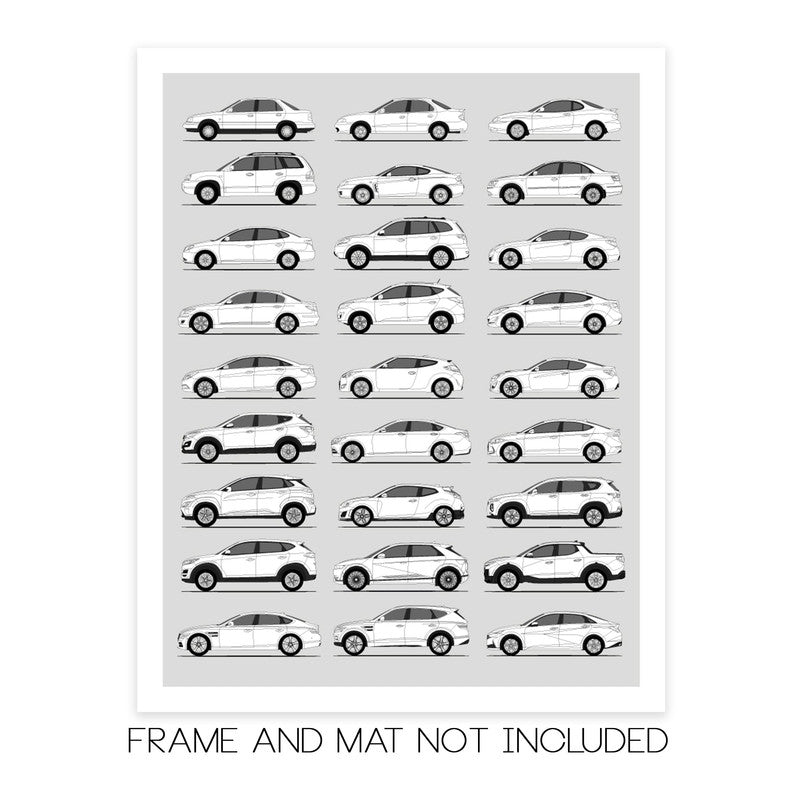 Hyundai History and Evolution Poster (Side Profile)