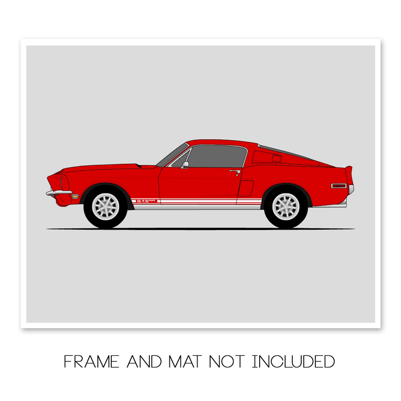 Ford Mustang Shelby GT500KR 1968 (Side Profile) Poster