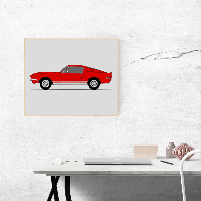 Ford Mustang Shelby GT500KR 1968 (Side Profile) Poster