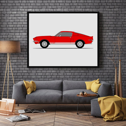 Ford Mustang Shelby GT500KR 1968 (Side Profile) Poster