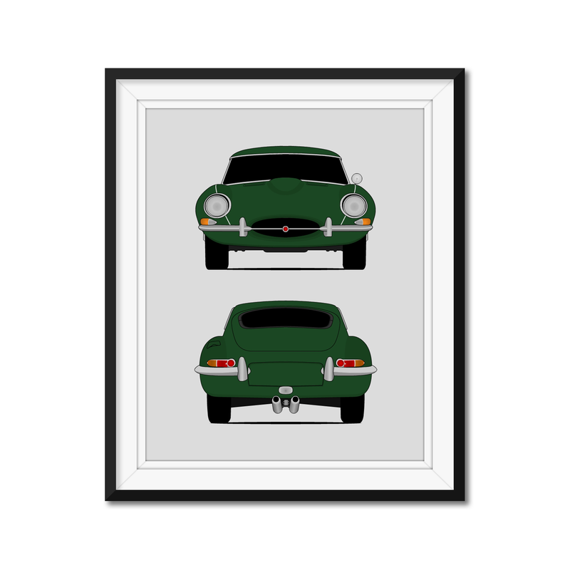 Jaguar E-Type Series 1 (1961-1968) (Front and Rear) Poster