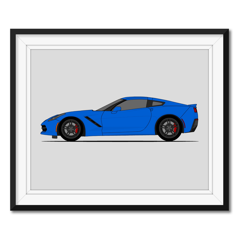 Chevy Corvette Z51 Stingray C7 (2014-2019) (Side Profile) Poster
