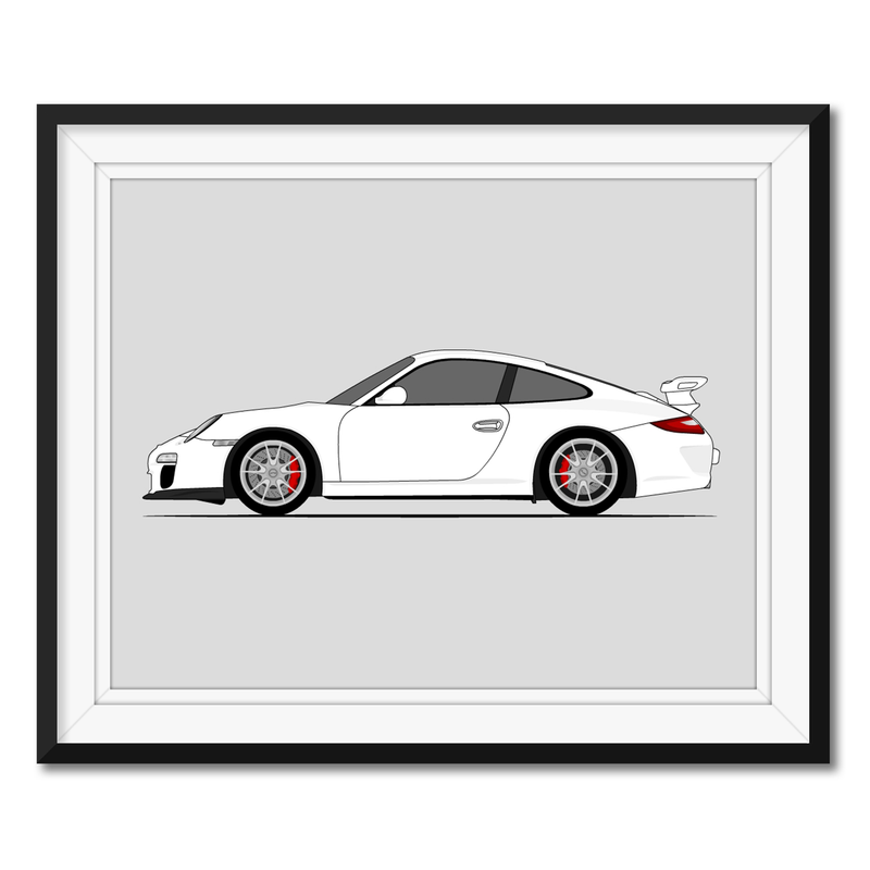 Porsche 911 GT3 (2009-2012) 997.2 (Side Profile) Poster