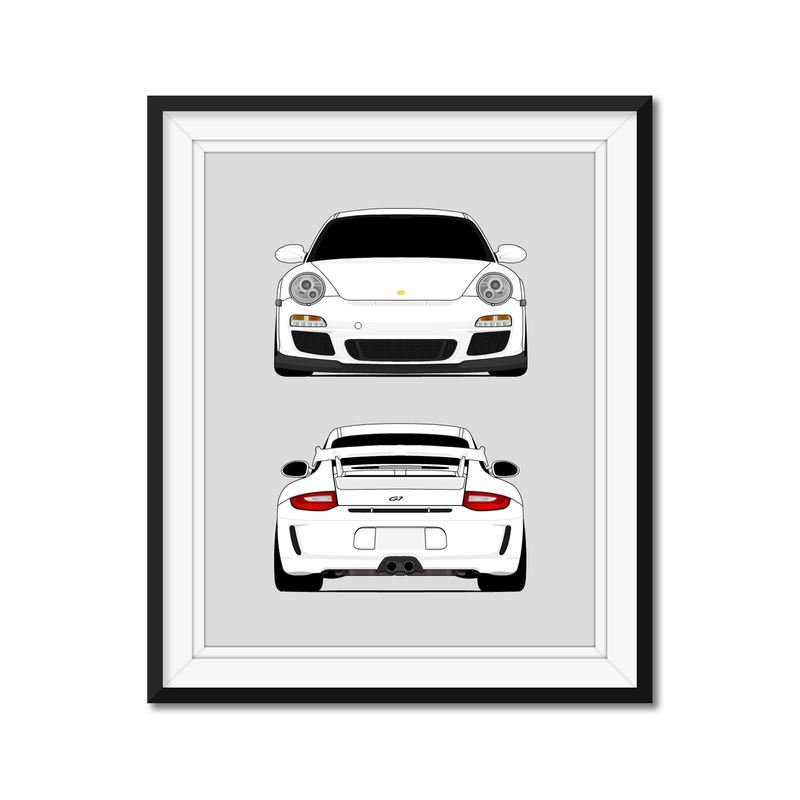 Porsche 911 GT3 (2009-2012) 997.2 (Front and Rear) Poster