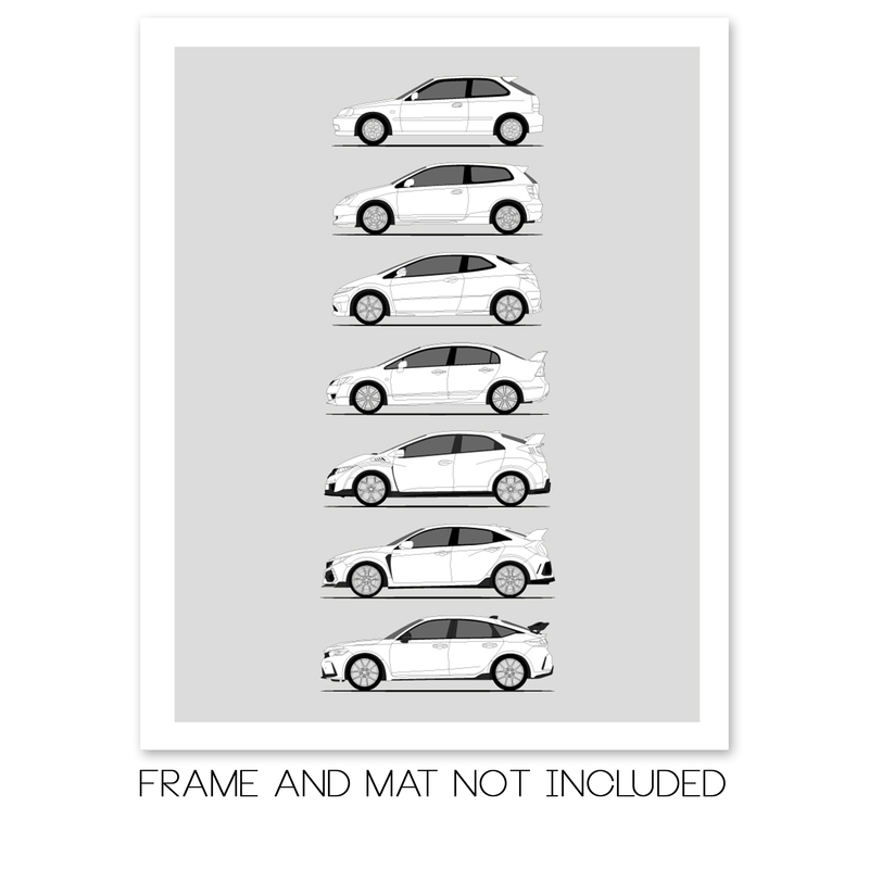 Honda Civic Type-R Generations (Side Profile)