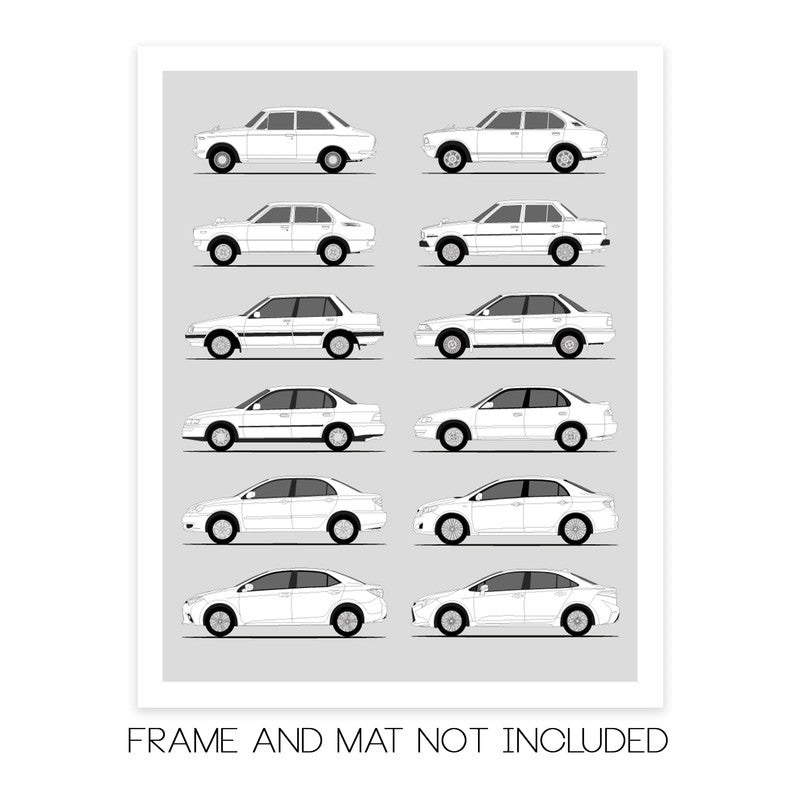 Toyota Corolla Generations (Side Profile)