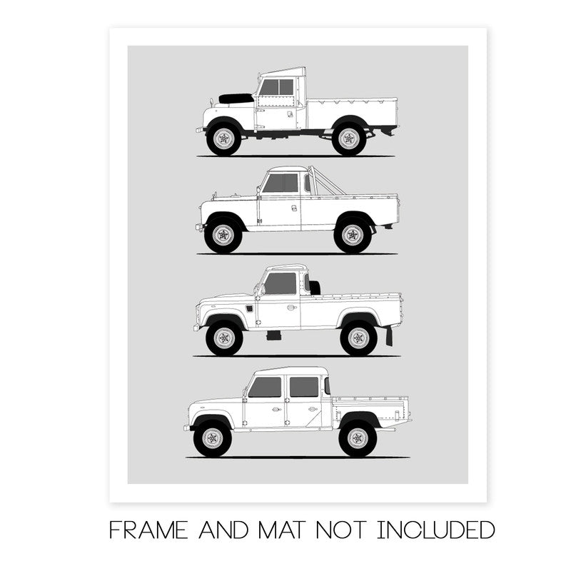 Land Rover Defender 130 Pickup Generations (Side Profile)