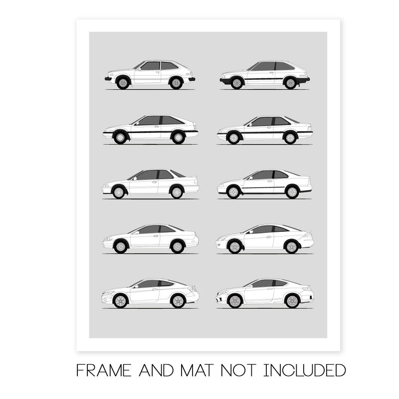 Honda Accord Coupe (2 Door) Generations (Side Profile)