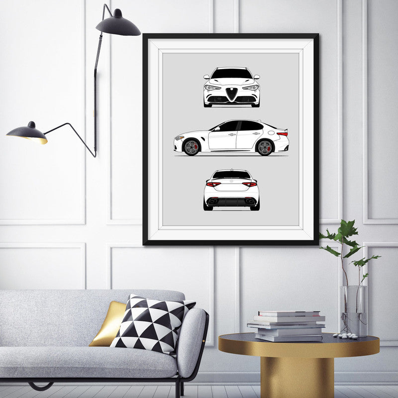Alfa Romeo Giulia Quadrifoglio 952 (2016-Present) (Front, Side, Rear) Poster