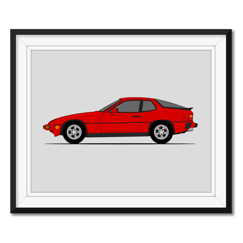 Porsche 924 S (1976-1988) (Side Profile) Poster