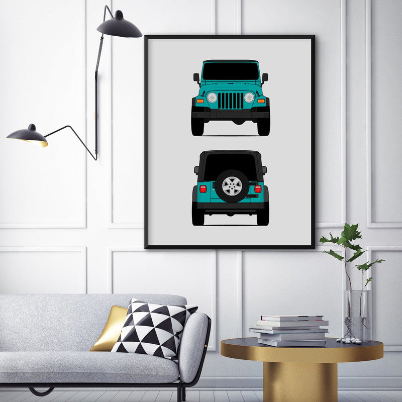 Jeep Wrangler TJ (1997-2006) 2nd Generation (Front and Rear) Poster
