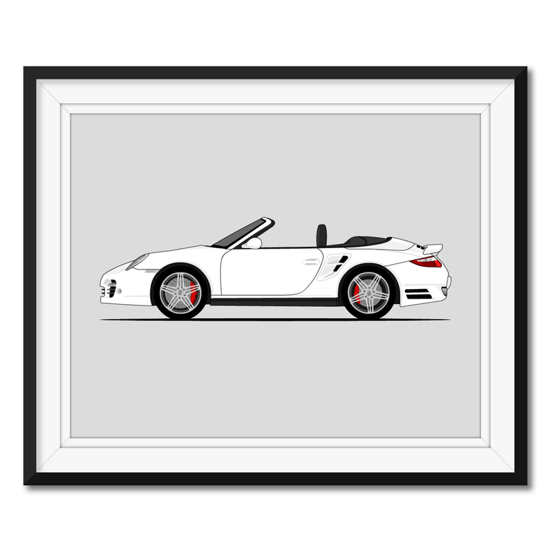 Porsche 911 Turbo Cabriolet (2006-2010) 997.1 (Side Profile) Poster