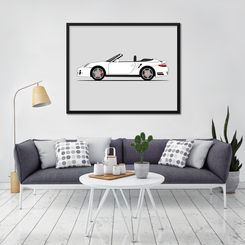 Porsche 911 Turbo Cabriolet (2006-2010) 997.1 (Side Profile) Poster