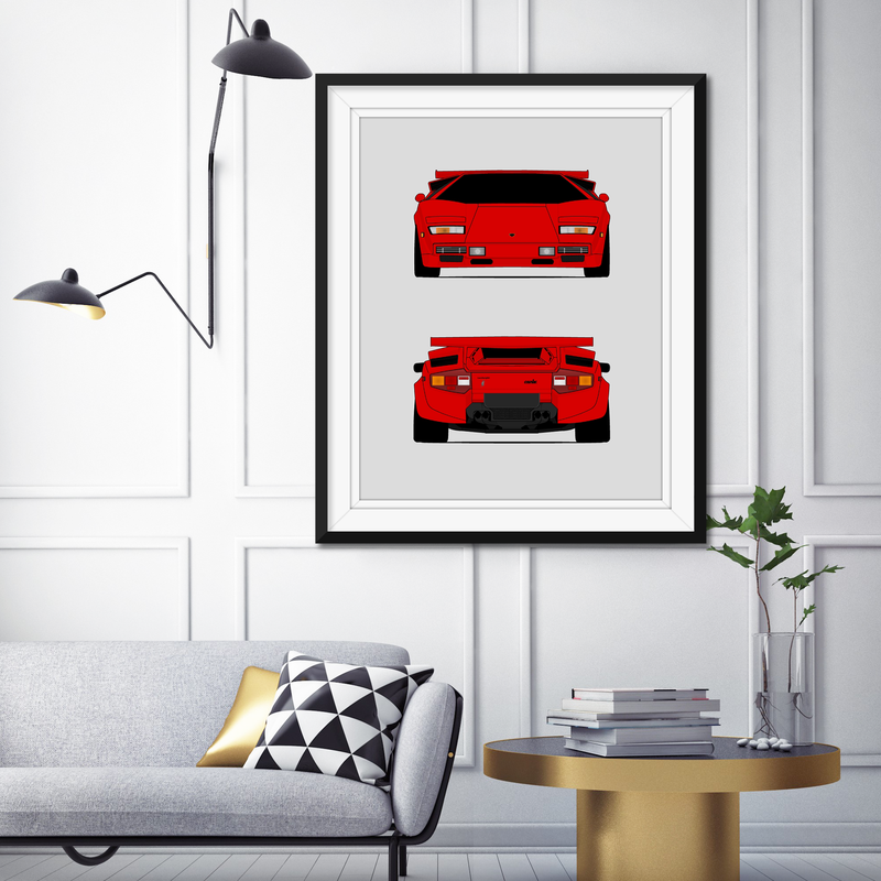 Lamborghini Countach (1978-1988) (Front and Rear) Poster