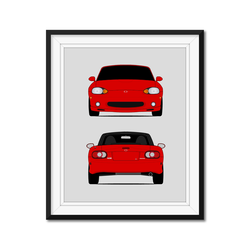 Mazda Miata MX-5 NB (1998-2005) (Front and Rear) Poster