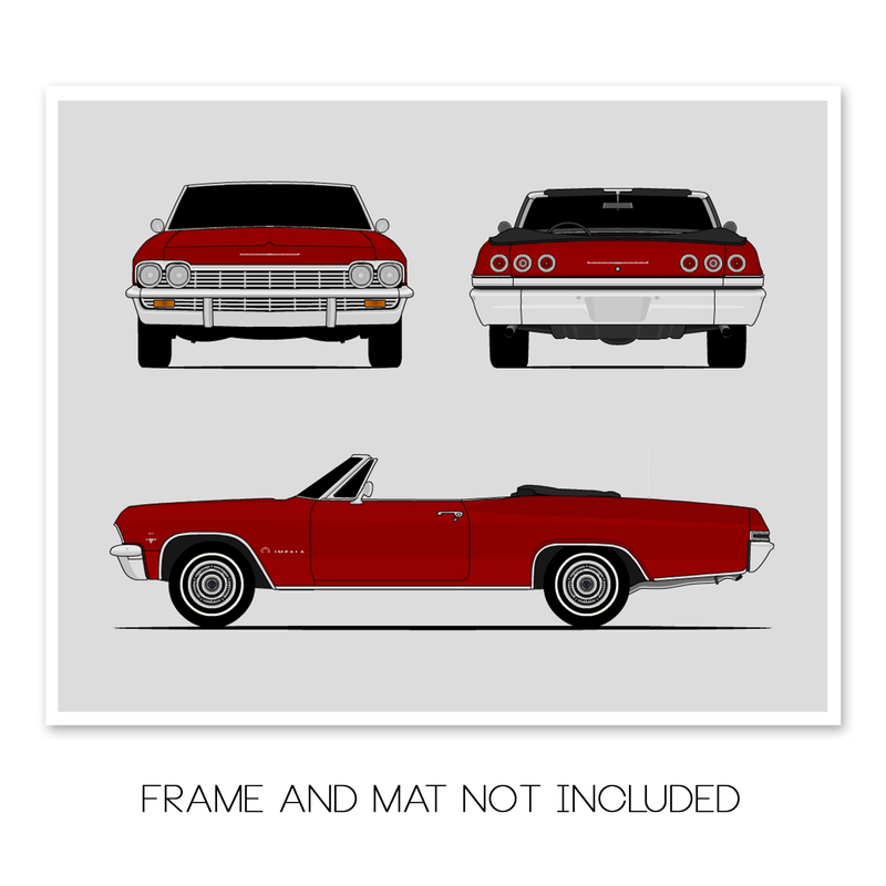 Chevy Impala Convertible (1965) (Front Rear Side) (Landscape) Poster