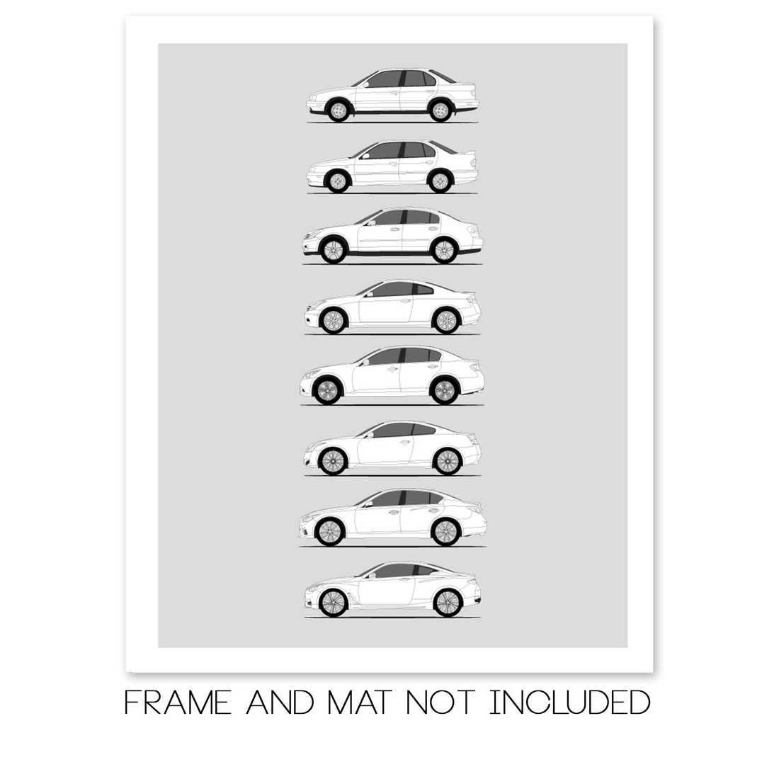 Infiniti G and Q Series Generations History and Evolution Poster (Side Profile)