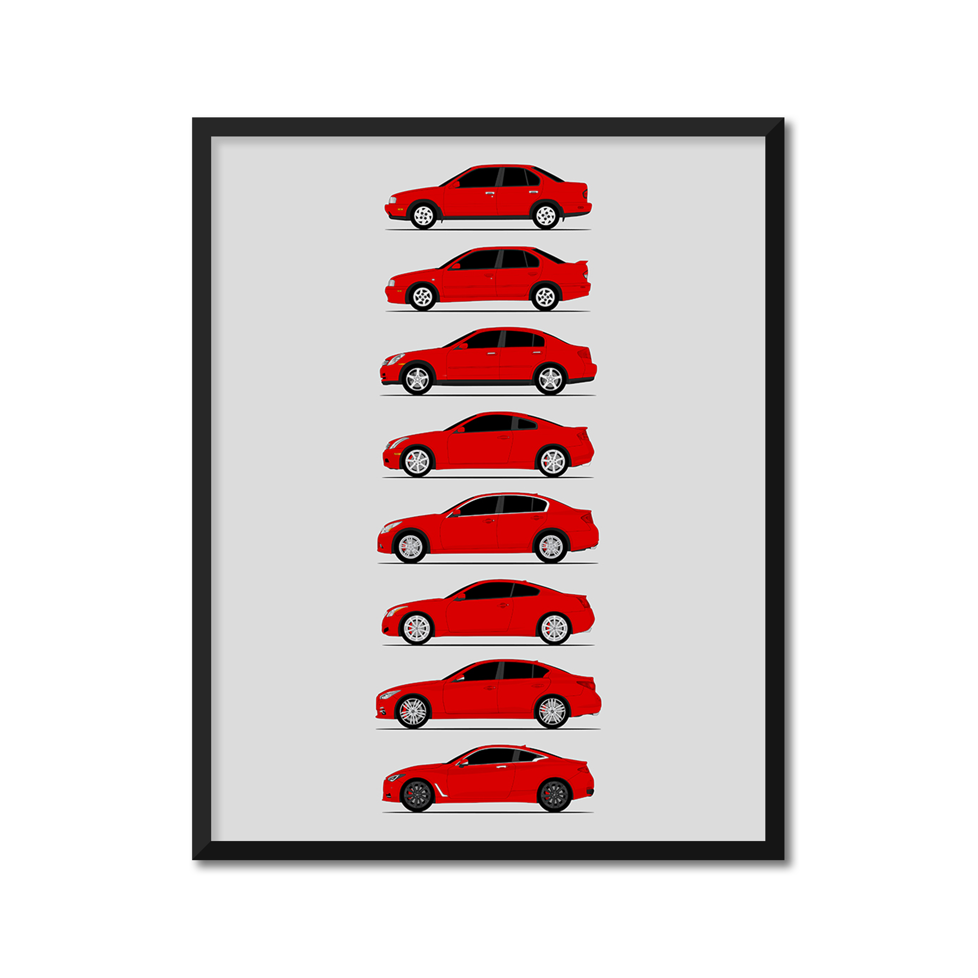 Infiniti G and Q Series Generations History and Evolution Poster (Side Profile)
