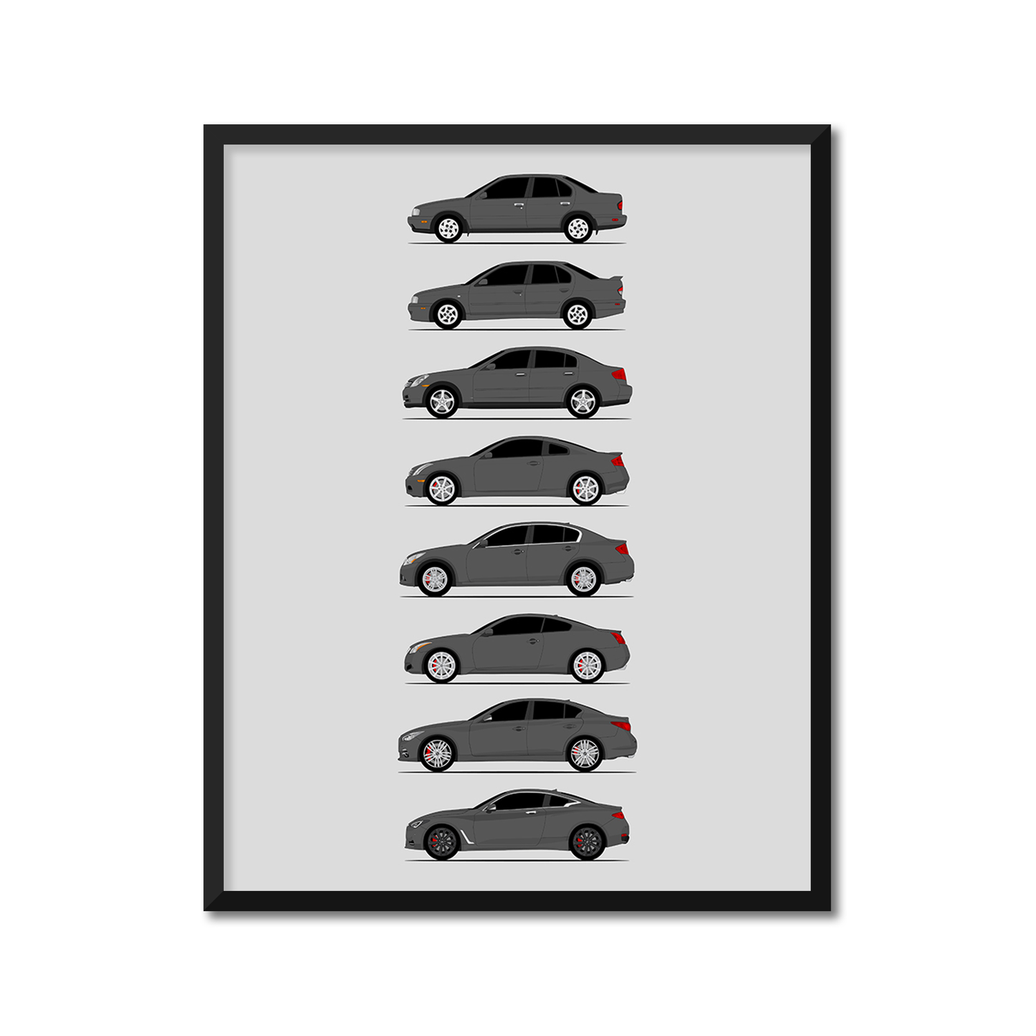 Infiniti G and Q Series Generations History and Evolution Poster (Side Profile)