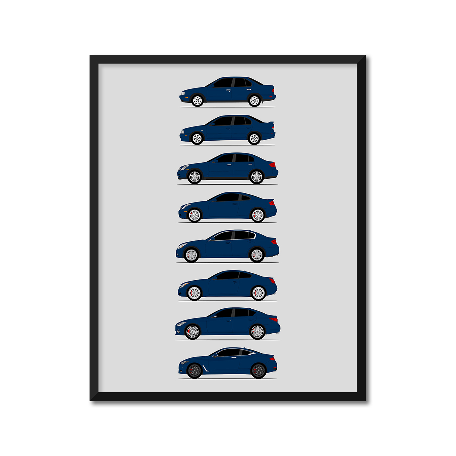 Infiniti G and Q Series Generations History and Evolution Poster (Side Profile)