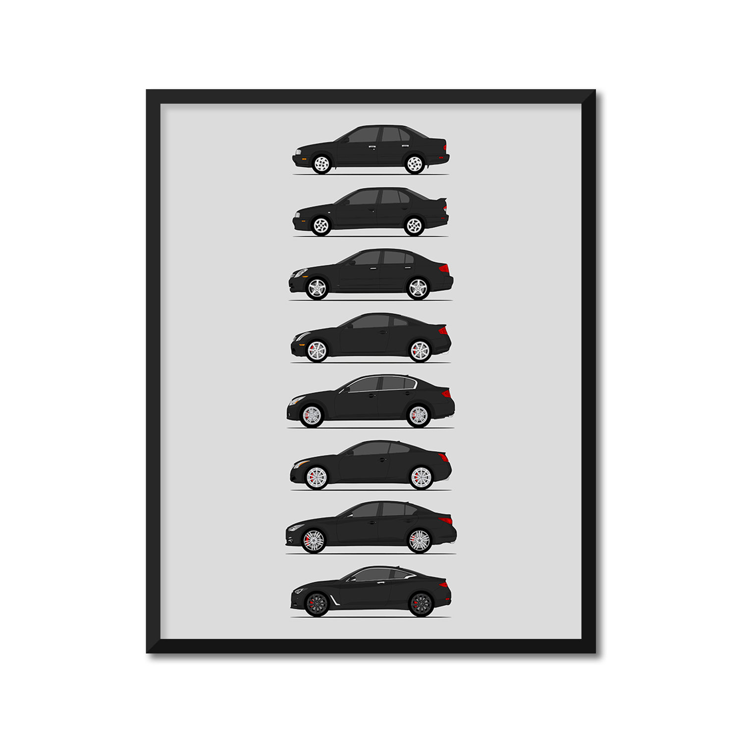 Infiniti G and Q Series Generations History and Evolution Poster (Side Profile)