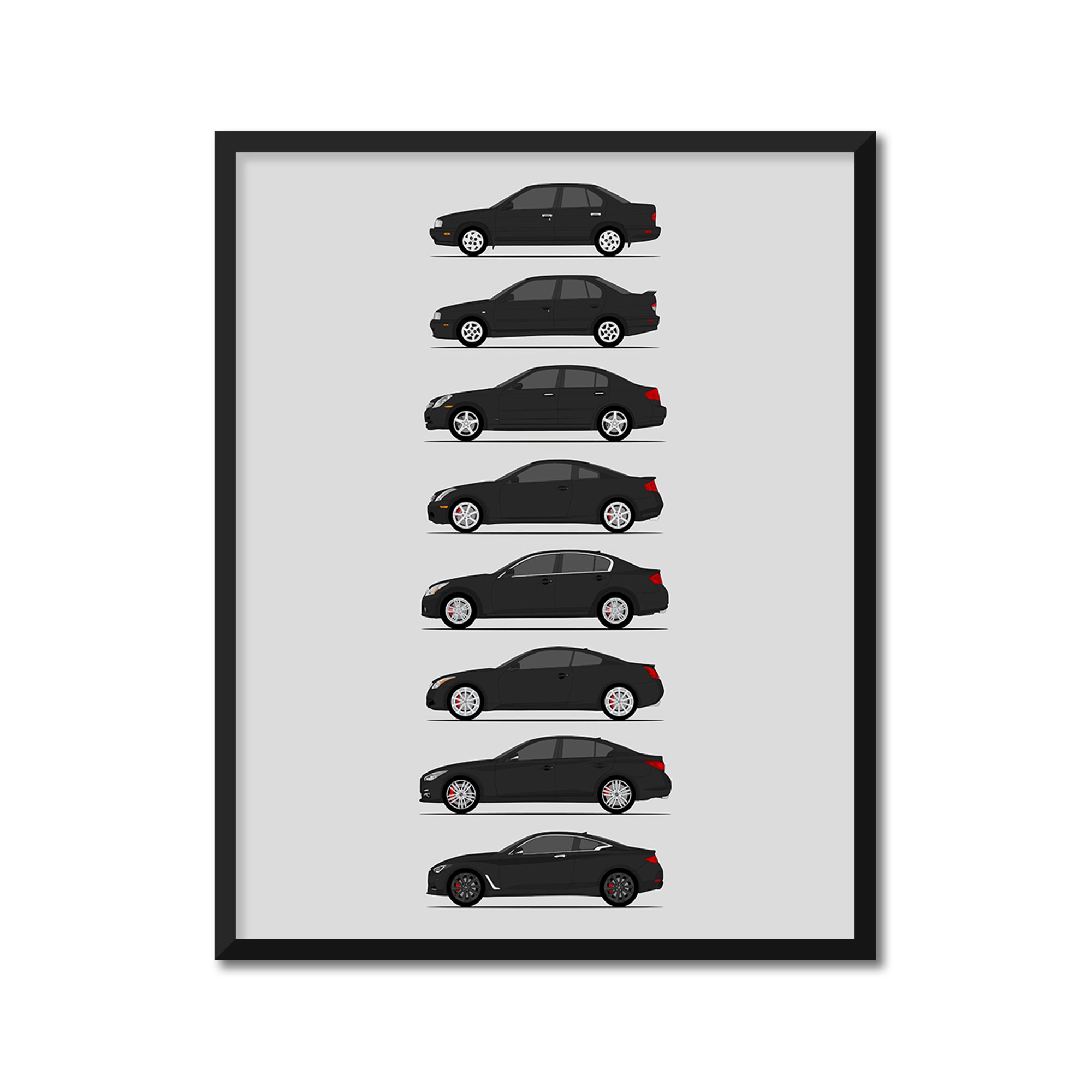 Infiniti G and Q Series Generations History and Evolution Poster (Side Profile)