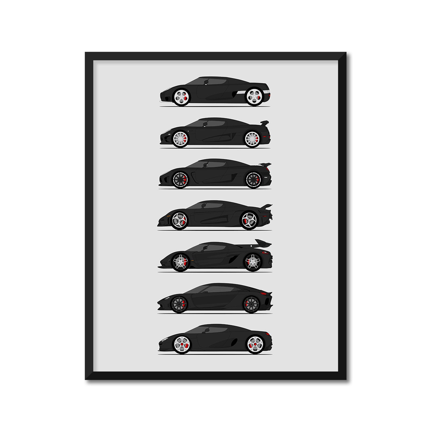 Koenigsegg Generations History and Evolution Poster (Side Profile)