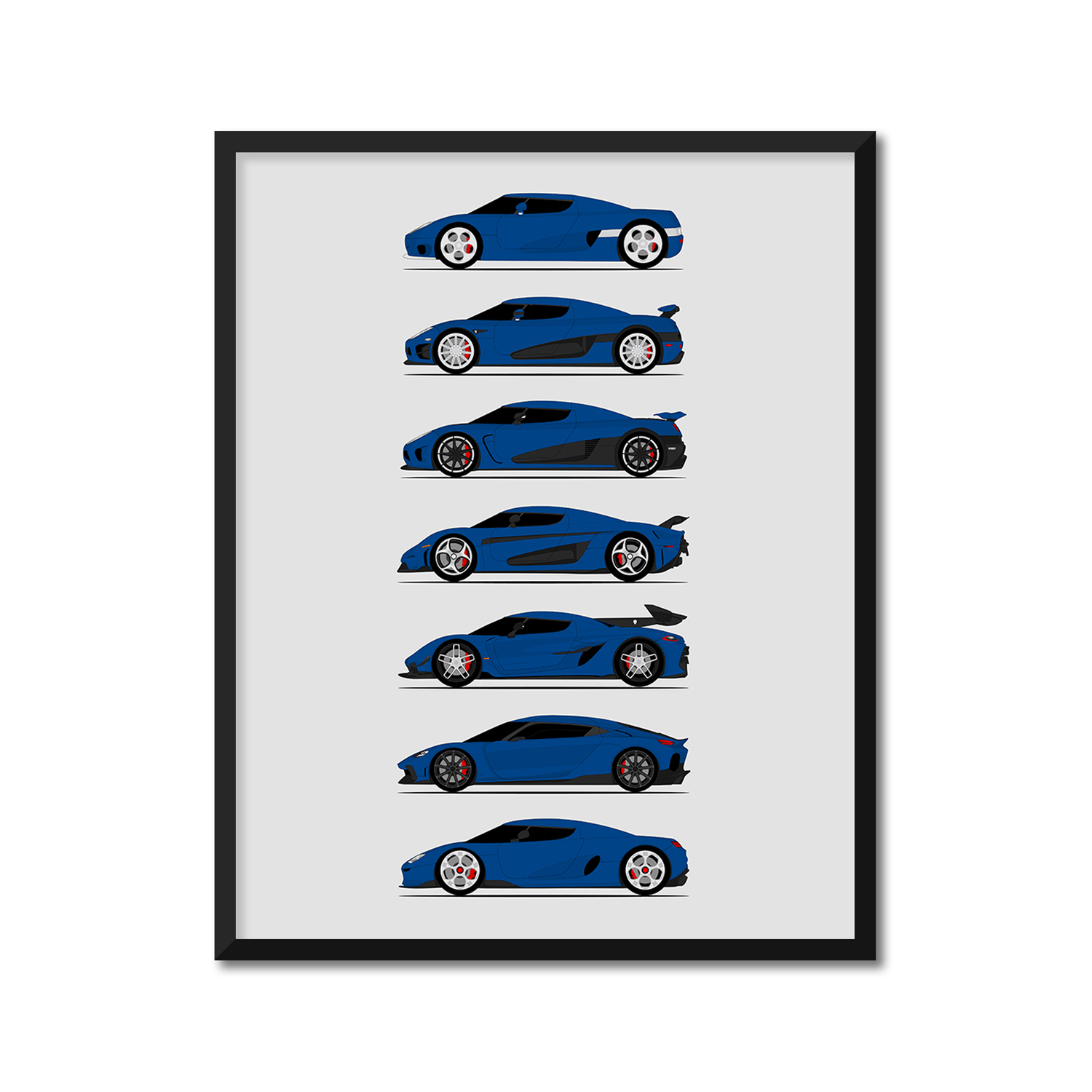 Koenigsegg Generations History and Evolution Poster (Side Profile)