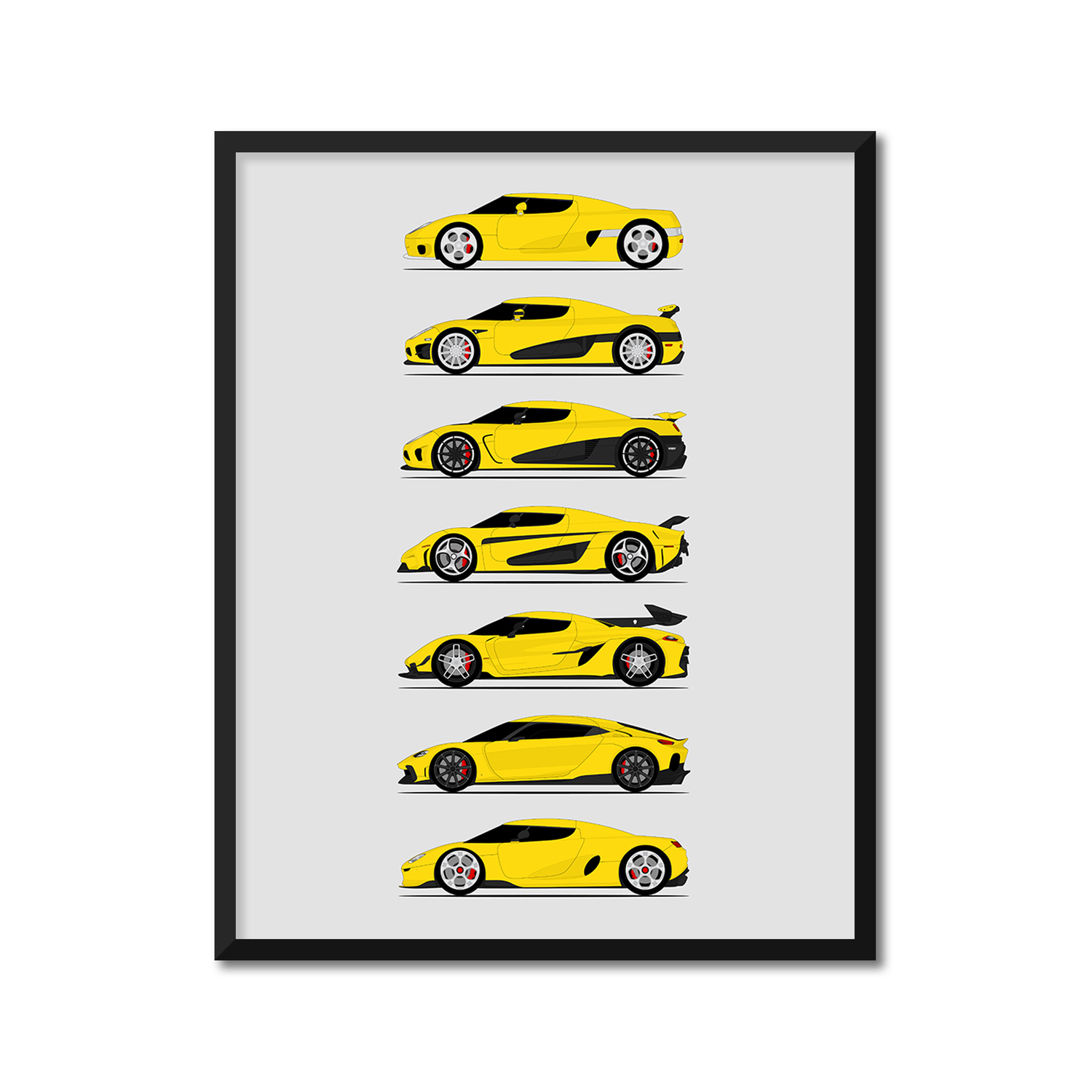 Koenigsegg Generations History and Evolution Poster (Side Profile)
