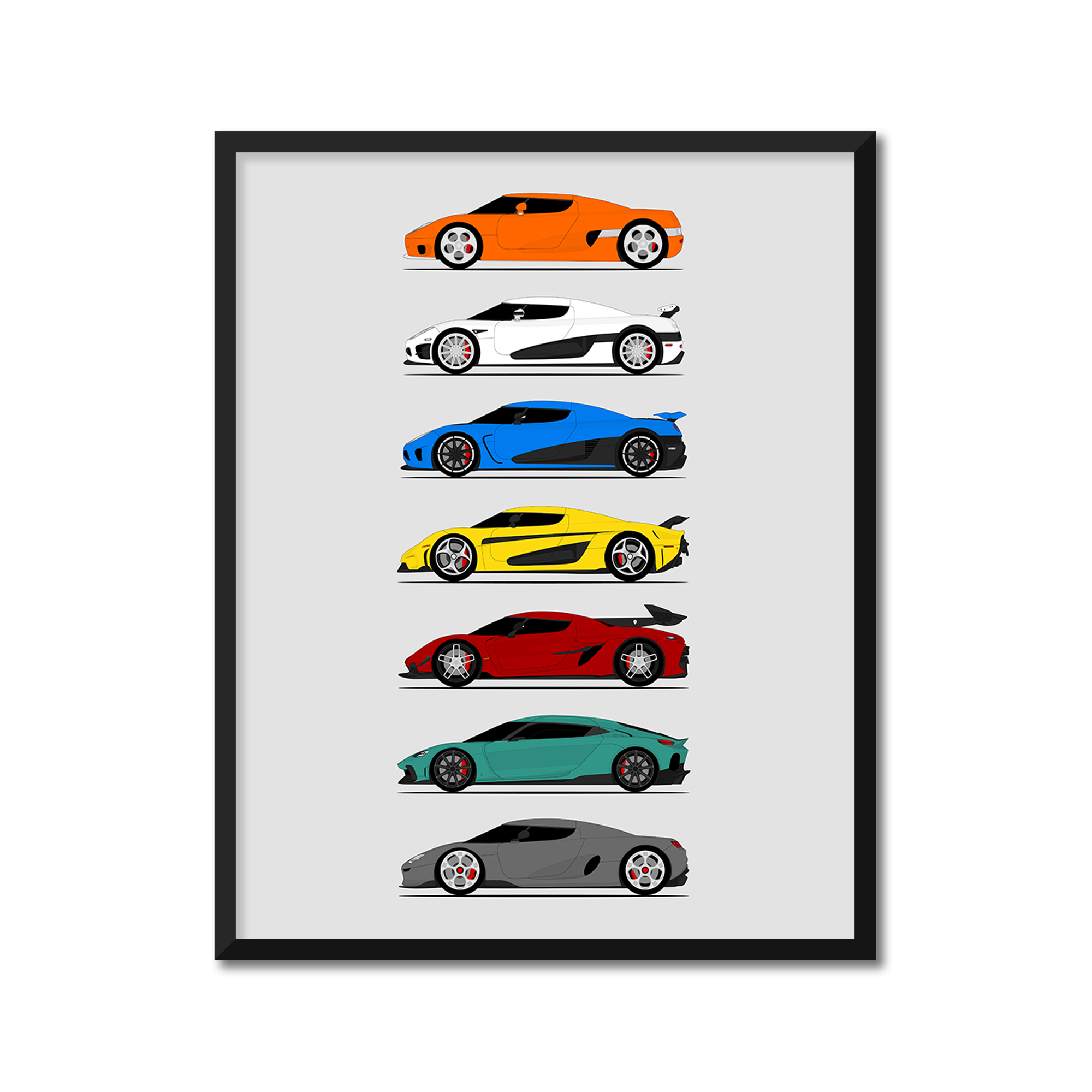 Koenigsegg Generations History and Evolution Poster (Side Profile)