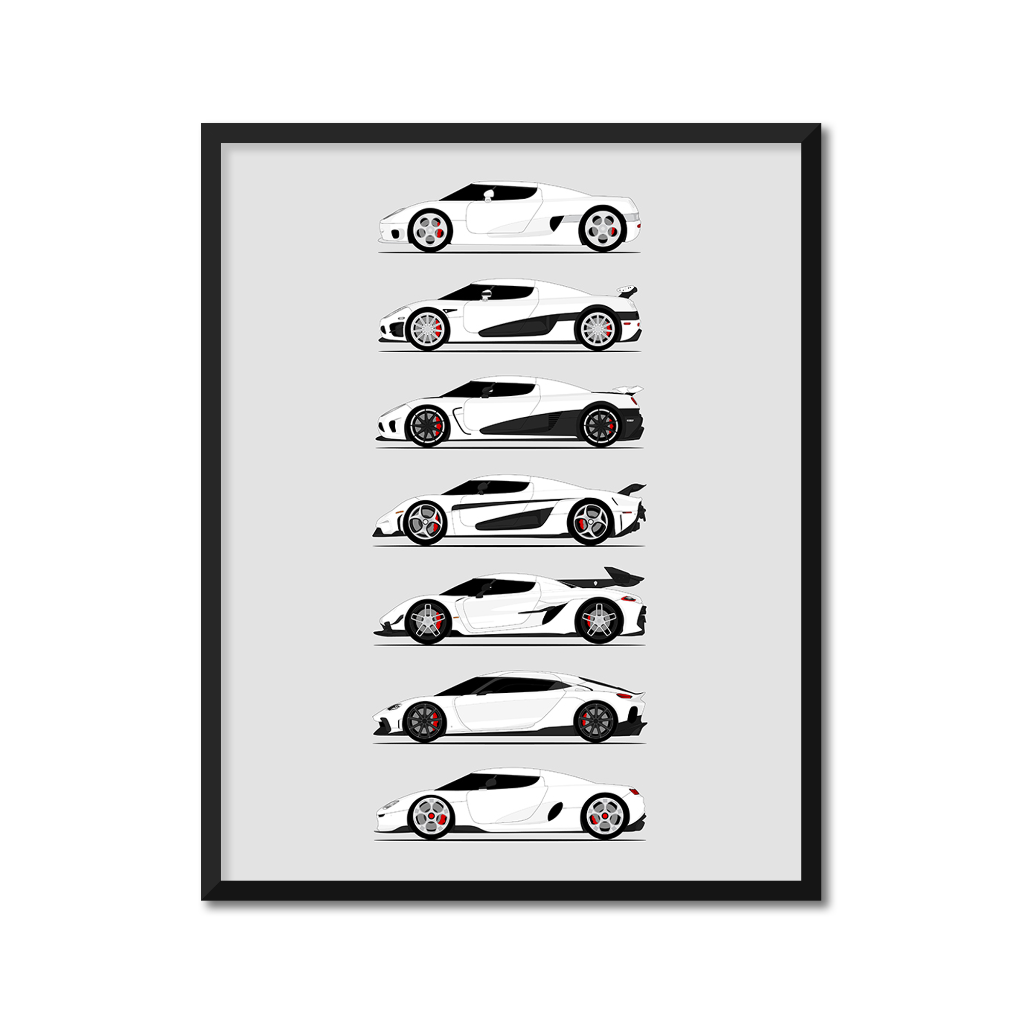 Koenigsegg Generations History and Evolution Poster (Side Profile)