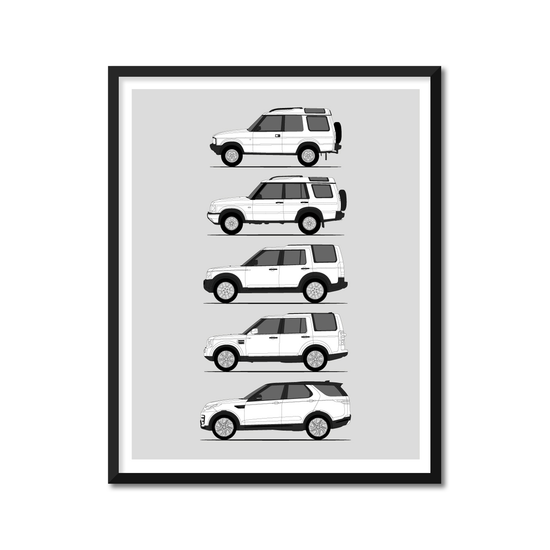 Land Rover Discovery Generations History and Evolution Poster (Side Profile)