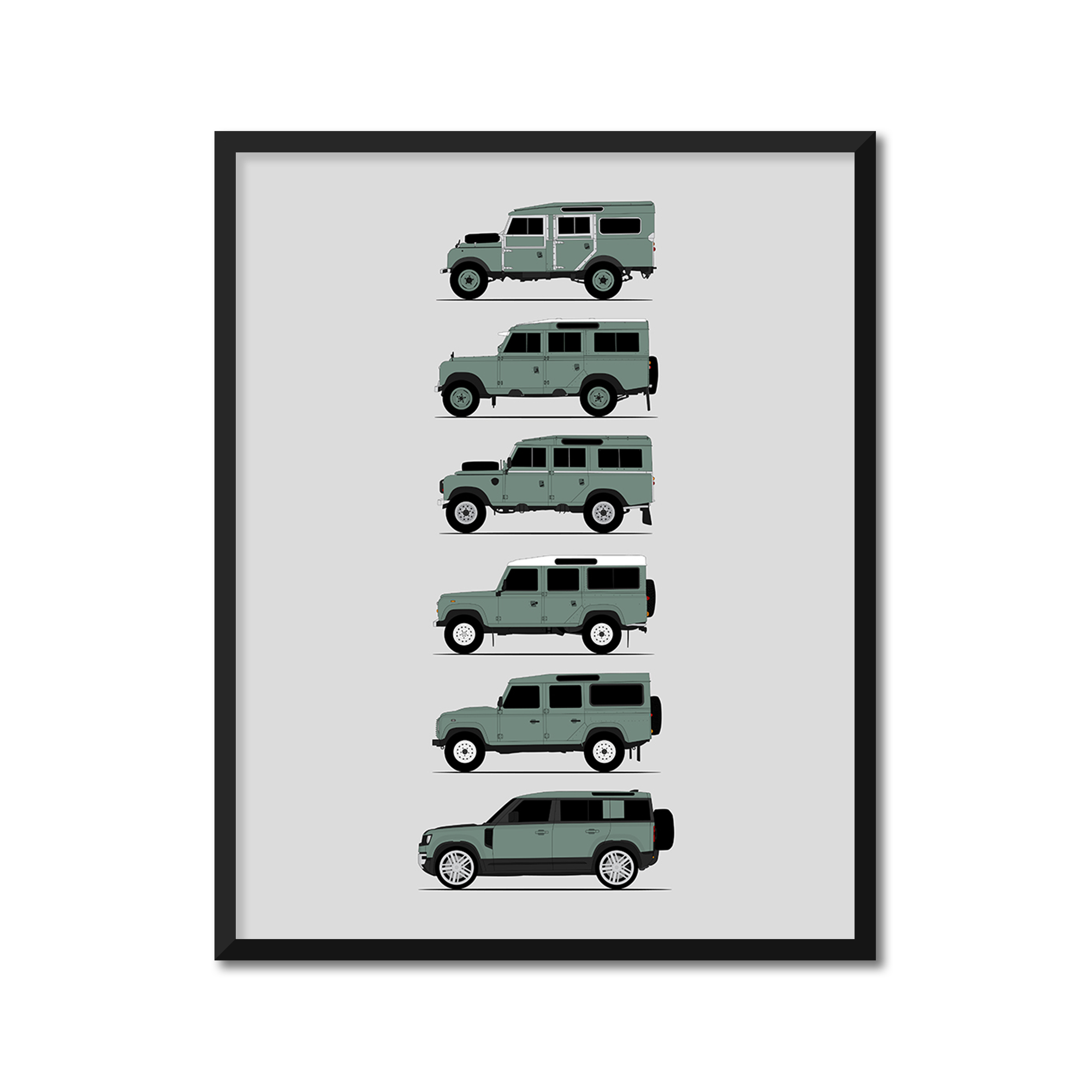 Land Rover Defender 88 90 (2 Door) Generations (Side Profile)
