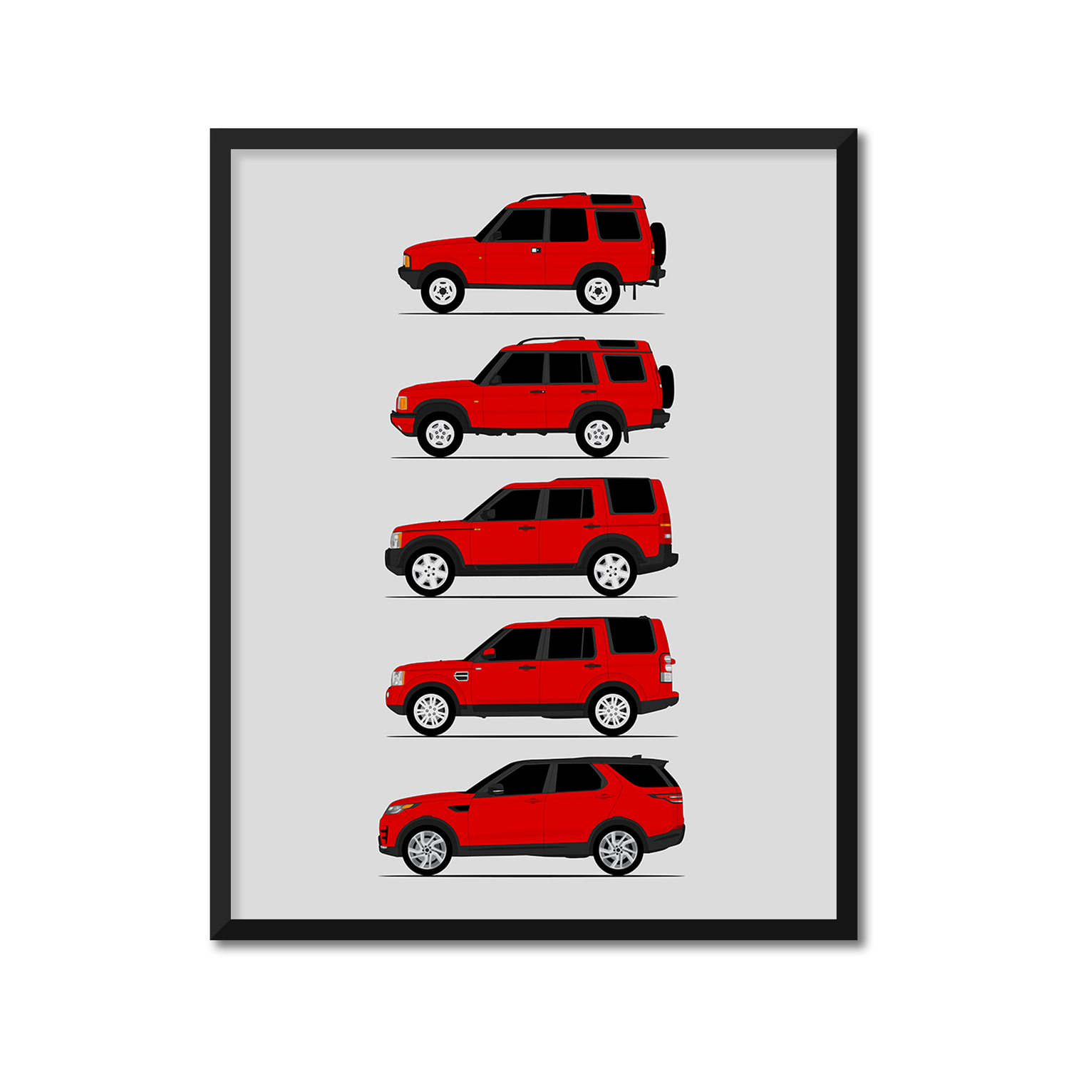Land Rover Discovery Generations History and Evolution Poster (Side Profile)