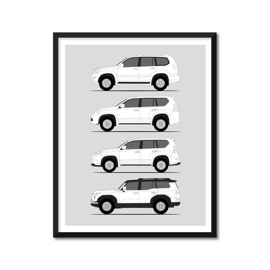 Lexus GX Generations History and Evolution Poster (Side Profile)