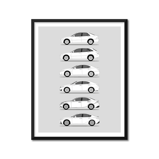 Lexus IS Generations History and Evolution Poster (Side Profile)