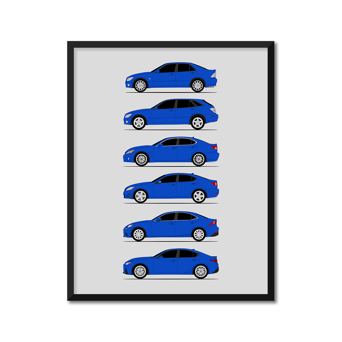 Lexus IS Generations History and Evolution Poster (Side Profile)