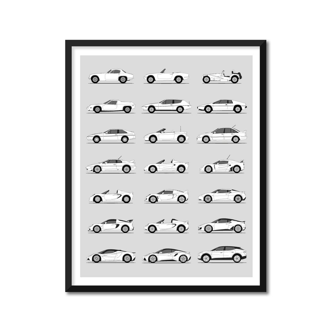 Lotus Best Generations History and Evolution Poster (Side Profile)