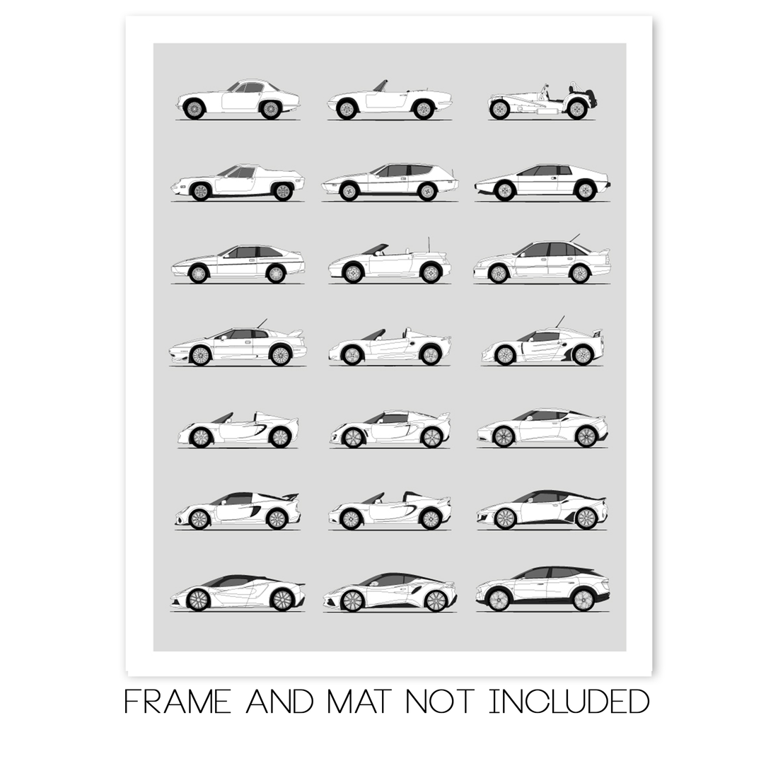 Lotus Best Generations History and Evolution Poster (Side Profile)