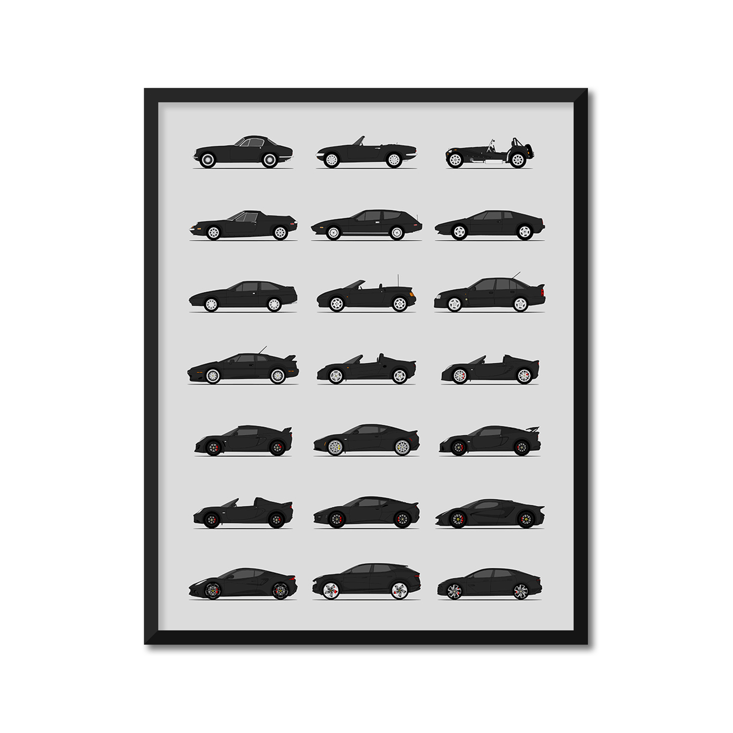 Lotus Best Generations History and Evolution Poster (Side Profile)