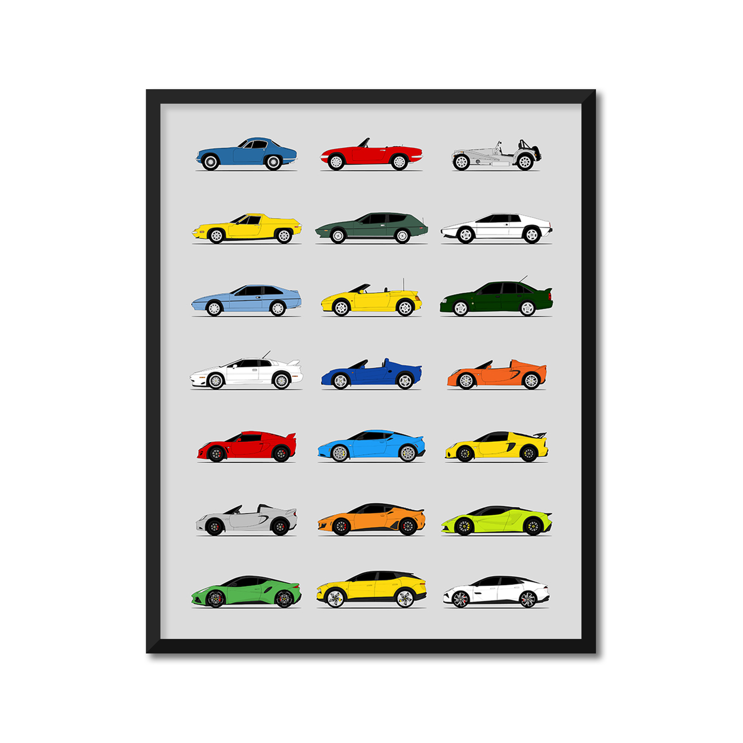 Lotus Best Generations History and Evolution Poster (Side Profile)