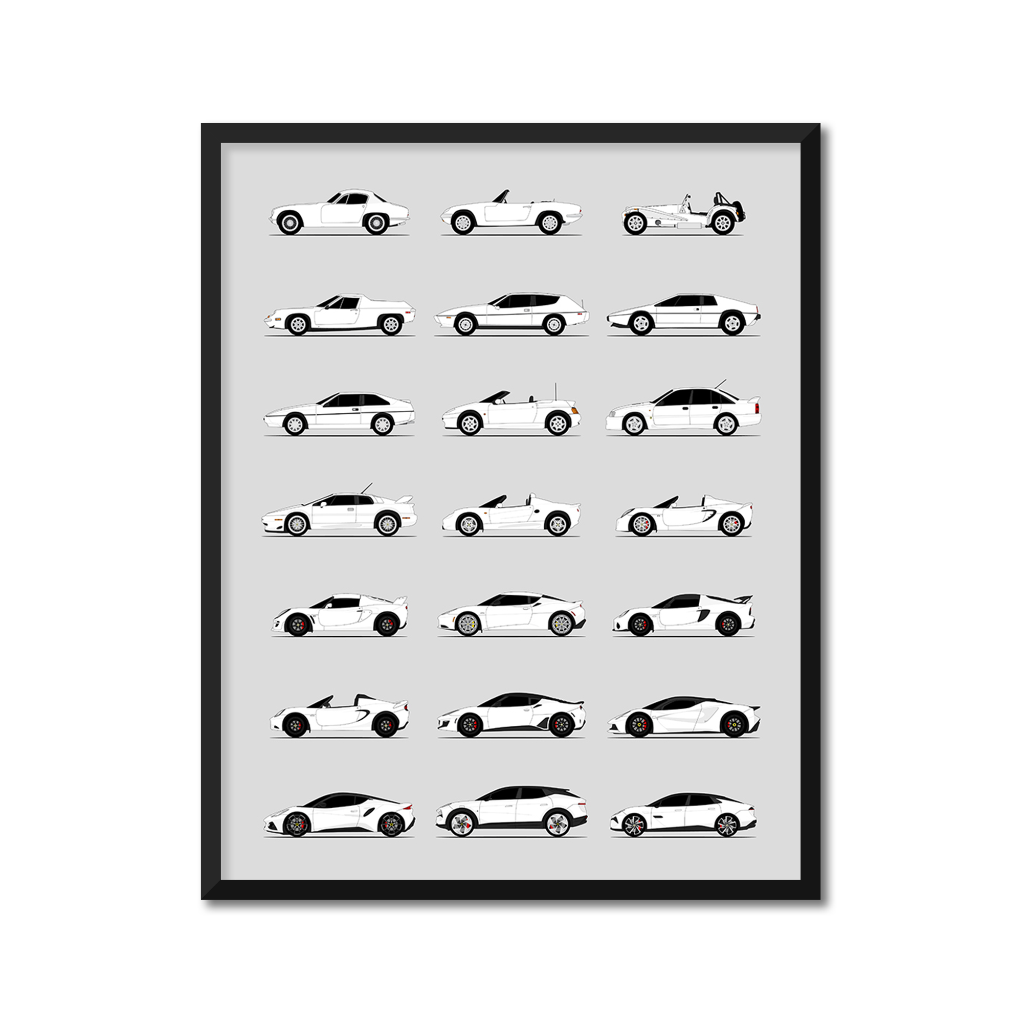 Lotus Best Generations History and Evolution Poster (Side Profile)