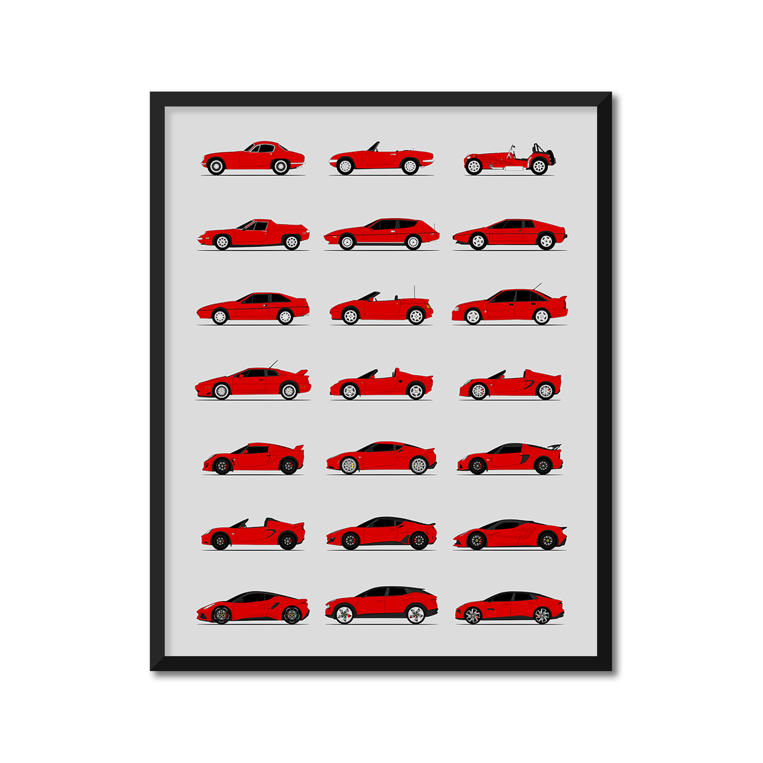 Lotus Best Generations History and Evolution Poster (Side Profile)