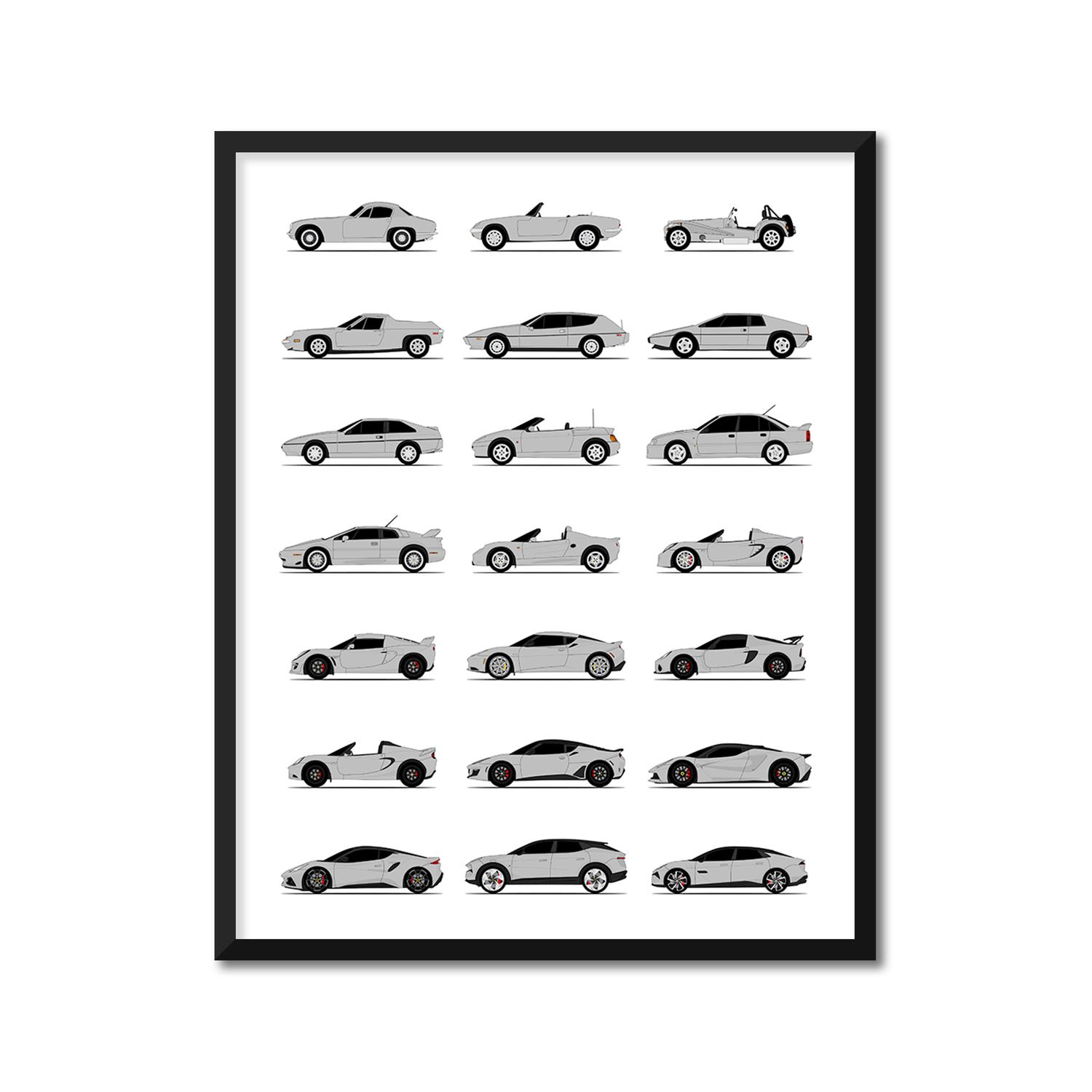 Lotus Best Generations History and Evolution Poster (Side Profile)
